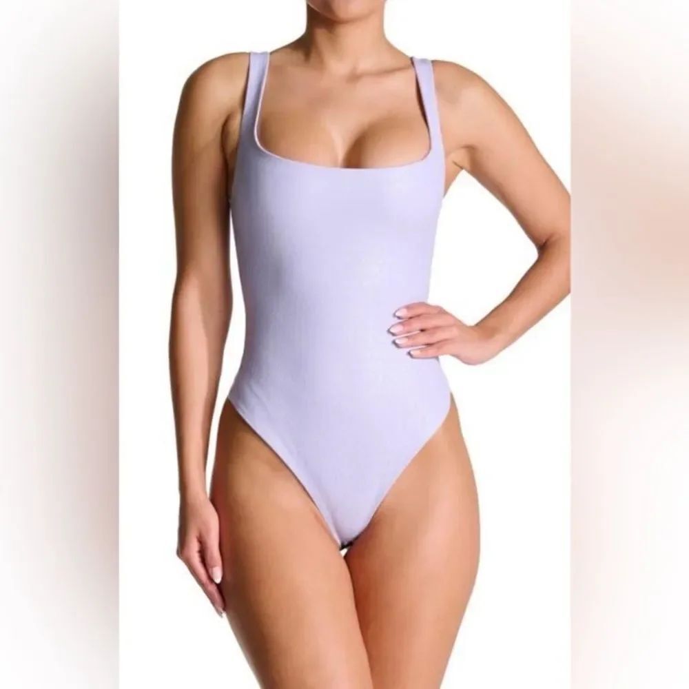 NAKED WARDROBE Croc Embossed Faux Leather Tank Bodysuit Size 2X Square Neck